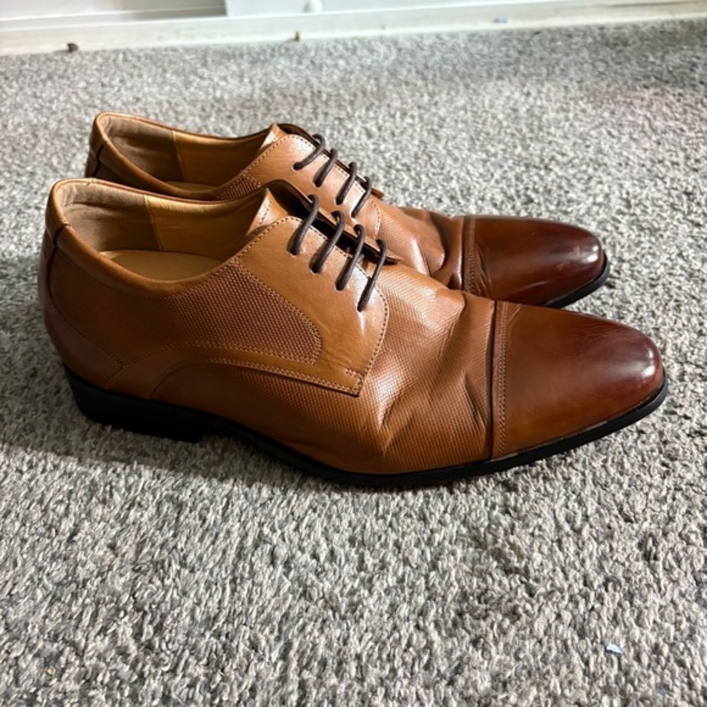 Calto‎ Cap Toe Oxford Dress Shoes Lace Up Leather Height Increasing Elevator